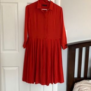 Banana Republic Red Pleated Dress